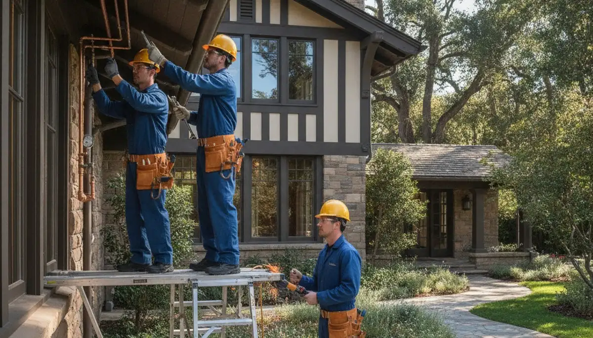 San Jose, CA plumbing repair technician servicing a residential pipe leak for local homeowners