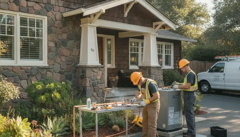 San Jose, CA plumbing repair technician servicing a sink in a residential home