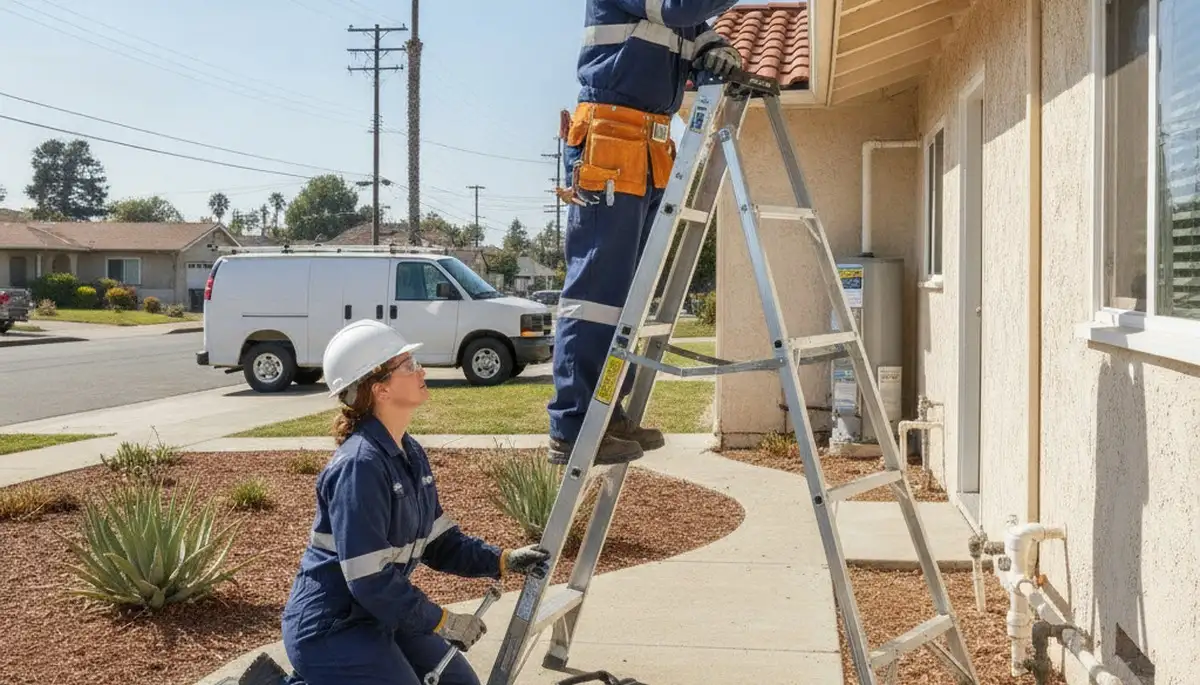 San Jose, CA plumber repairing a kitchen sink for plumbing service business