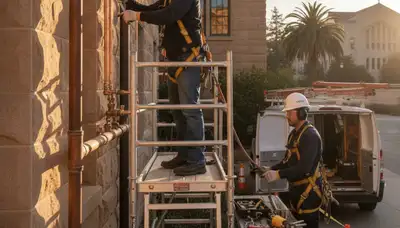 San Jose, CA plumbing repair technician servicing pipes for a local home repair job