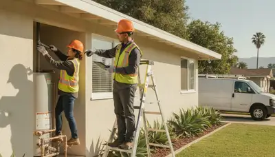 San Jose, CA plumbing repair technician servicing a residential pipe leak