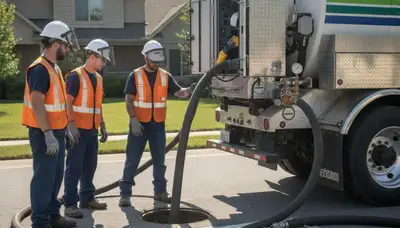 Septic pumping service truck for San Jose, CA homes by On Call Plumbers