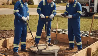 Septic repair technician inspecting San Jose, CA home plumbing system for On Call Plumbers