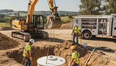Septic tank installation service in San Jose, CA for a home plumbing repair project