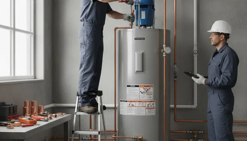 San Jose, CA plumber repairing a water heater for reliable home plumbing service